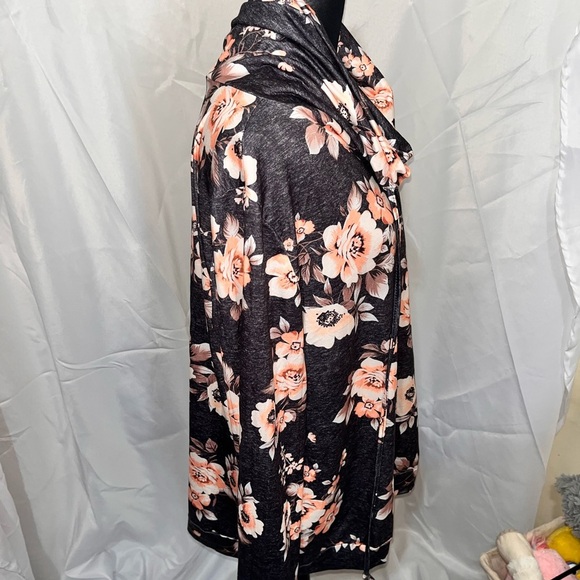 Floral Cowl Neck Pullover Sweater with Drawstring/ Lightweight/ Soft - Picture 5 of 7